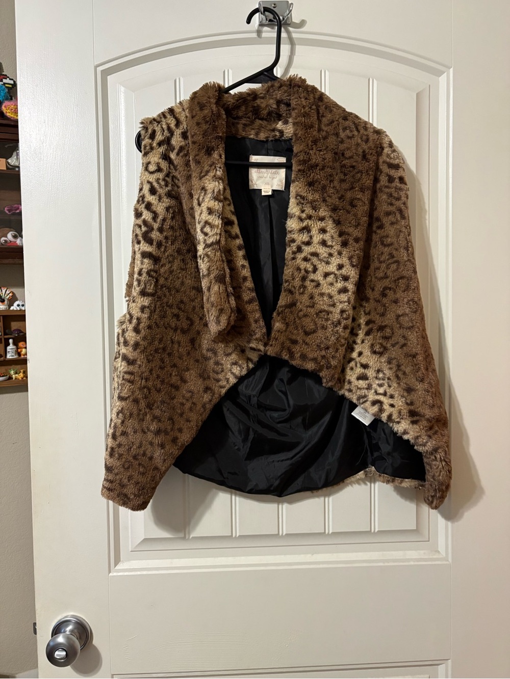 Altar'd State Brown Leopard Print Faux Fur Open-Front Jacket